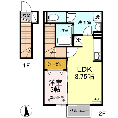 カエツリアルフィールドＤ－ｒｏｏｍ　Ｂ 間取り