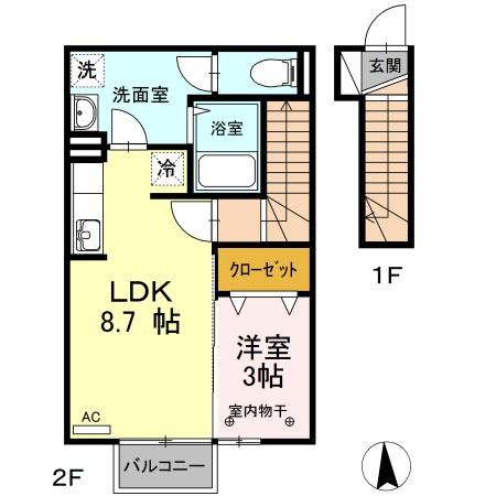カエツリアルフィールドＤ－ｒｏｏｍ　Ｂ 間取り