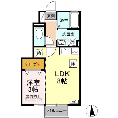 カエツリアルフィールドＤ－ｒｏｏｍ　Ｂ 間取り