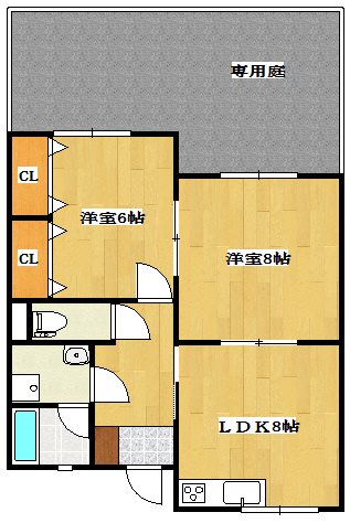 ハイフラット静徳 1B号室 間取り