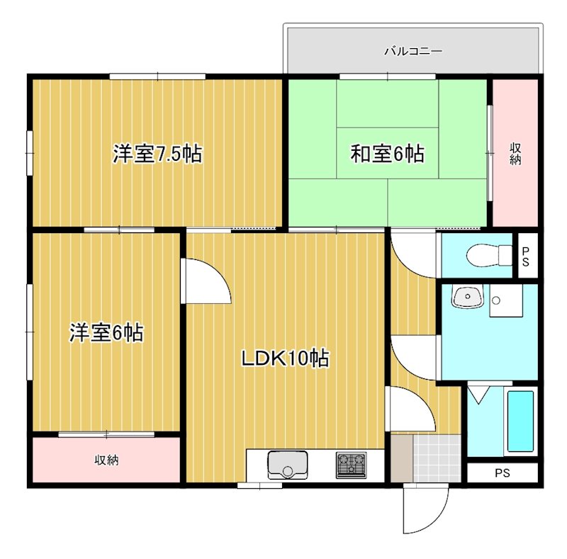 ハイツ旭が丘 301号室 間取り