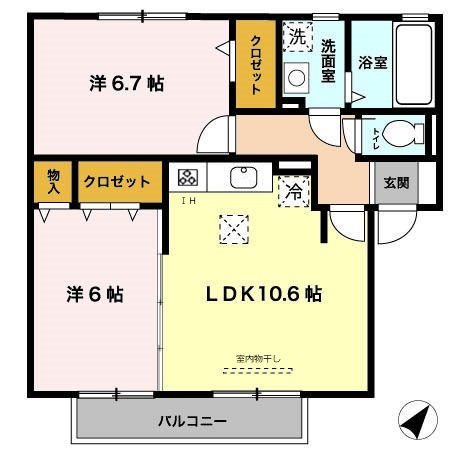 サワーフローラA棟 105号室 間取り