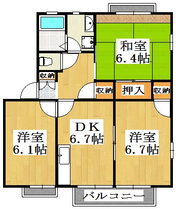 グリーンコート西明石 C106号室 間取り