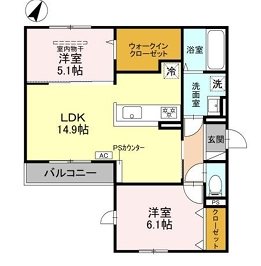 (仮)D-ROOM沢野南 202号室 間取り