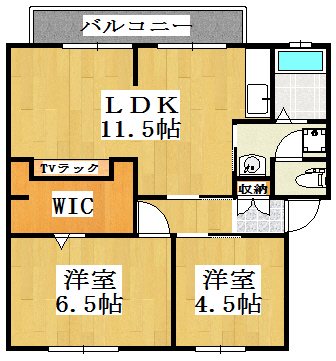 ハイツキタヤマC棟 102号室 間取り