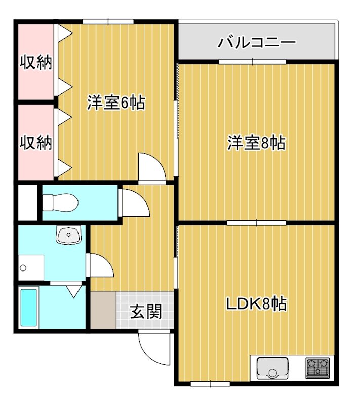 ハイフラット静徳 2E号室 間取り