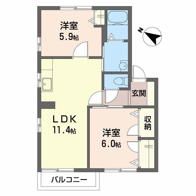 フォーレス沢野南C棟 207号室 間取り