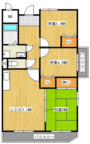 ガーデンコート北青木 301号室 間取り