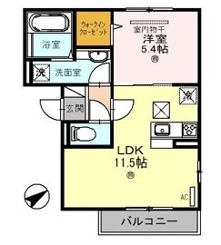 D-roomル・シャン・ドゥ・フルール B102号室 間取り