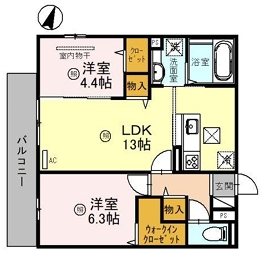 Jソレイユ錦ヶ丘 102号室 間取り