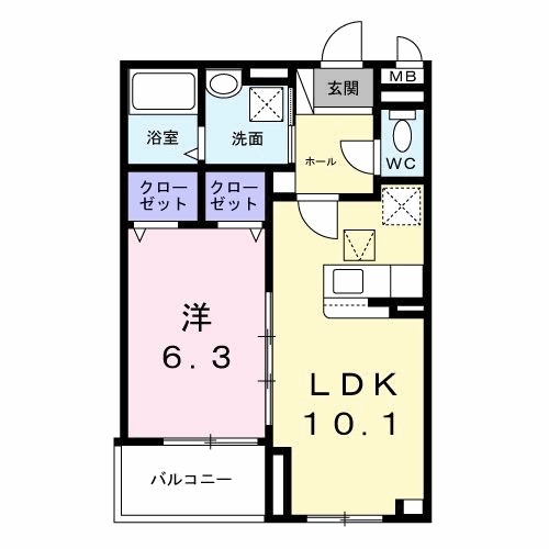 ヴィヴァレス西明石Ⅱ 102号室 間取り