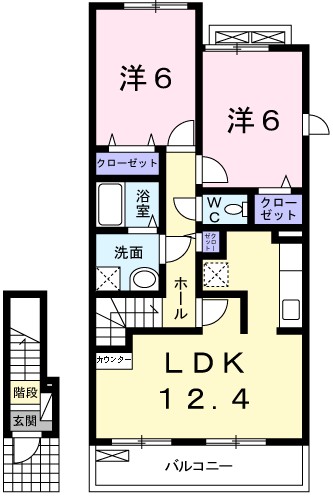 アンサードリームＮＫＴ 208号室 間取り