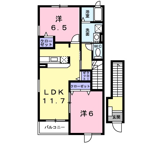 シエロクールＢ 201号室 間取り