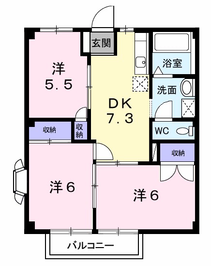 サンハイツ（片山） 101号室 間取り