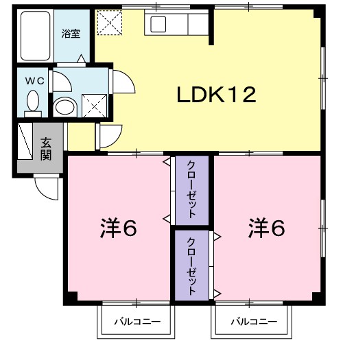 中尾弐番館Ａ棟 202号室 間取り