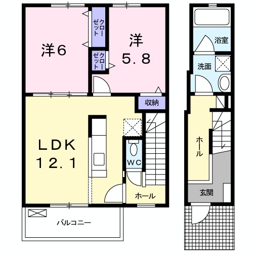 エンテラス池内　Ａ 202号室 間取り