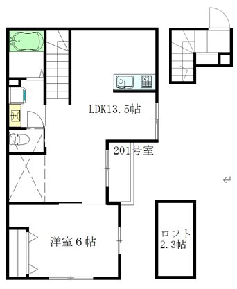 Crescente（クレシェンテ） 201号室 間取り