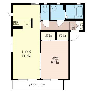 グリーンシャトレ 102号室 間取り