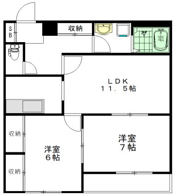プレミールフジＢ棟  102号室 間取り
