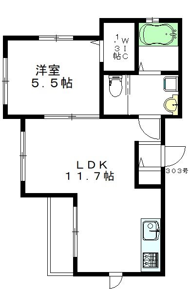コマフラッツ 303号室 間取り
