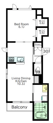 ブリランテ三宿 301号室 間取り