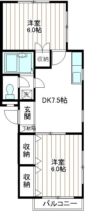コーポサンロイヤル 102号室 間取り