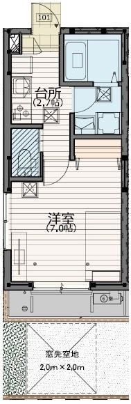 フレール駒沢 101号室 間取り