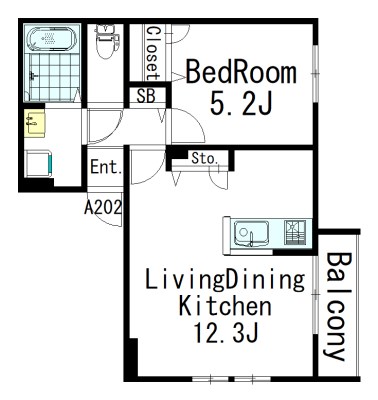Plum House A（プラムハウスエー） 202号室 間取り