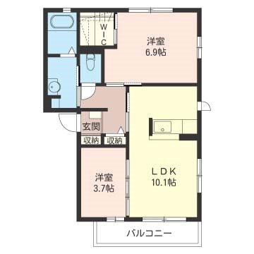 パティオソレアードA 202号室 間取り