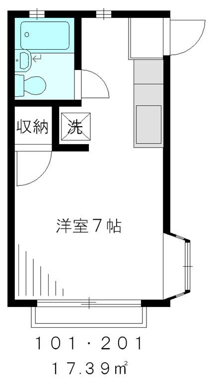 プチフルール 201号室 間取り
