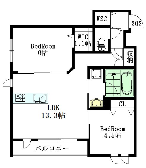 HEBEL MAISON 久我山 202号室 間取り