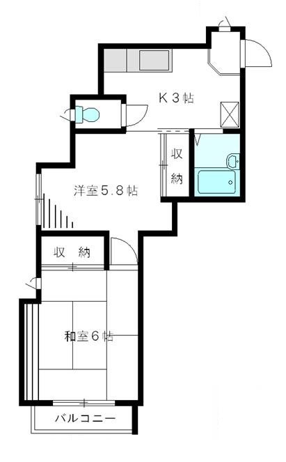 カーサ葵 202号室 間取り