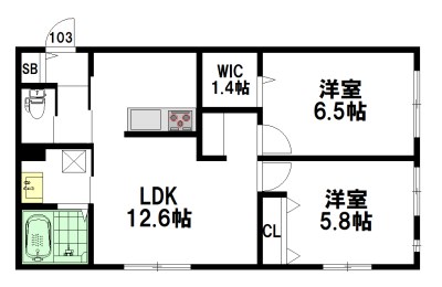 キャッスルハイツ 103号室 間取り