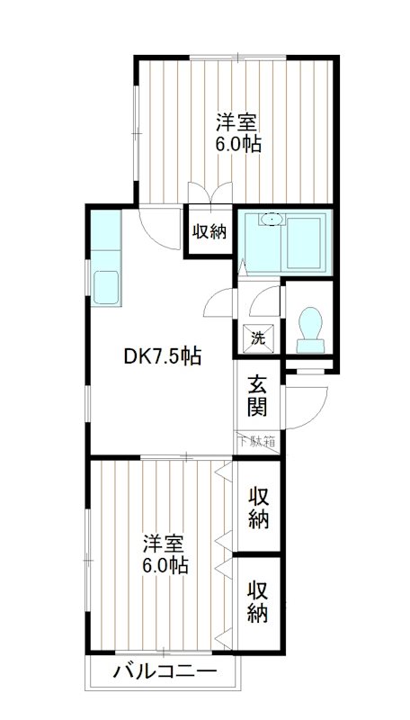 コーポサンロイヤル 201号室 間取り