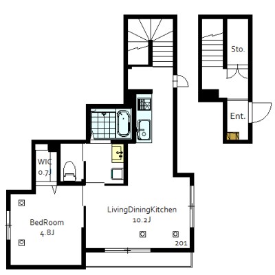めぞん遊 201号室 間取り