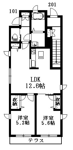 Laurier　East 101号室 間取り