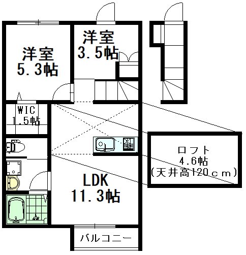 Villa Vent Vert（ビラバンベール） 201号室 間取り
