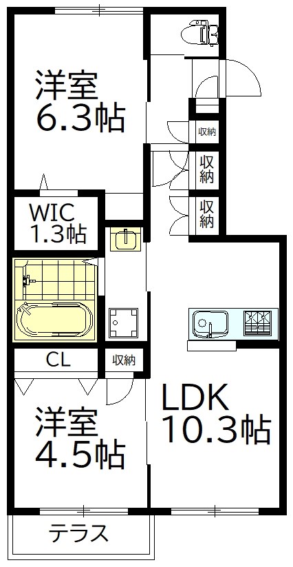 シャルマン　シェソワ 101号室 間取り