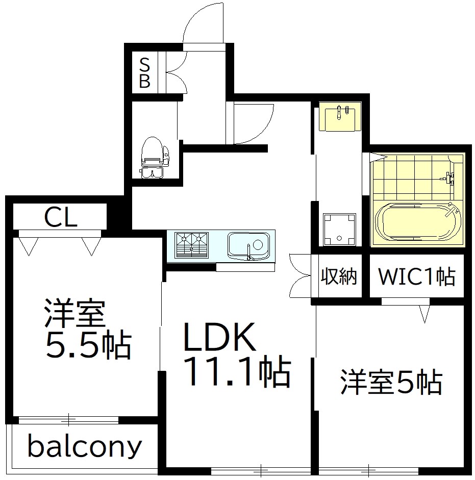 Wood Bell下高井戸（ウッドベル） 102号室 間取り