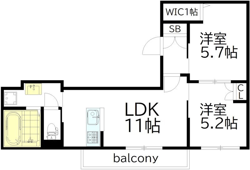 Wood Bell下高井戸（ウッドベル） 108号室 間取り