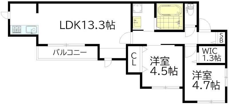 ベルフラワー方南 201号室 間取り