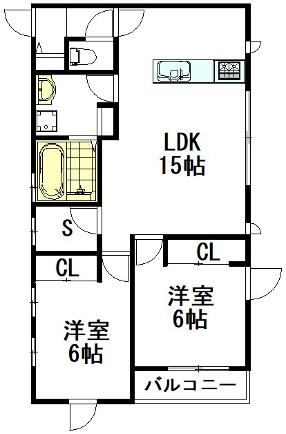 セレンコート 203号室 間取り