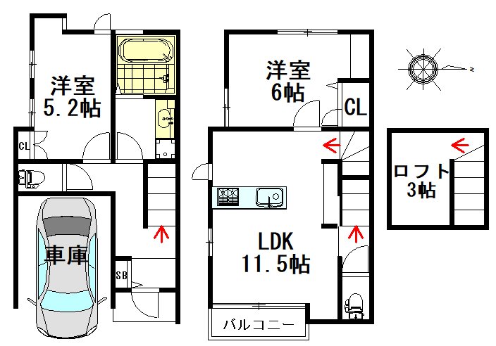 エルヴェ 101号室 間取り