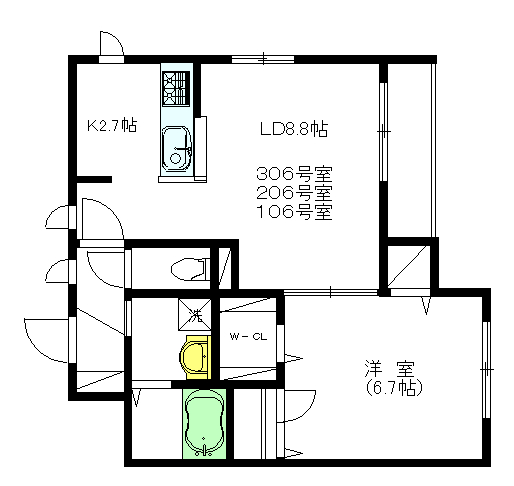 Nouvelle Maison（ヌーヴェルメゾン） 306号室 間取り
