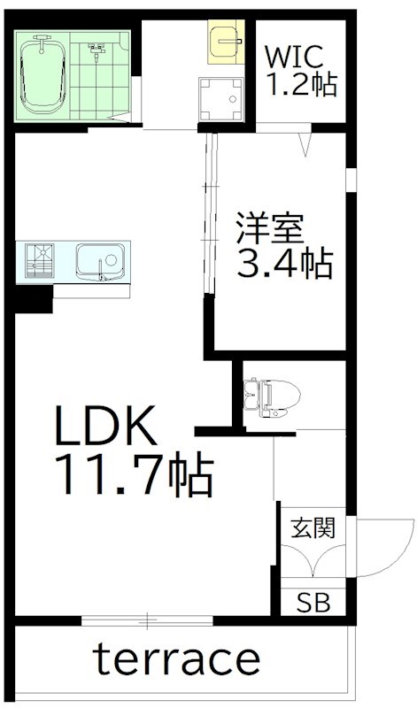 Arikadia桜上水 A棟 111号室 間取り