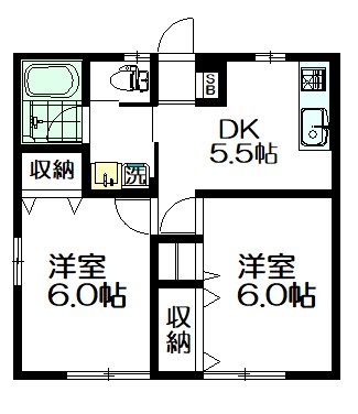 リバティハウス 2A号室 間取り