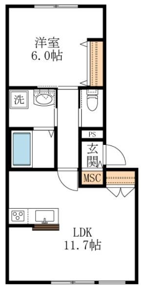 サクラテラス 103号室 間取り