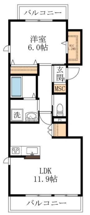 サクラテラス 201号室 間取り