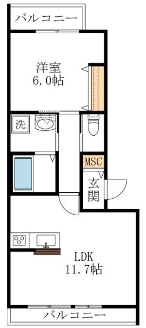 サクラテラス 203号室 間取り