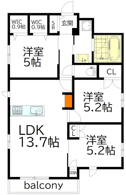 松原３丁目メゾン 301号室 間取り